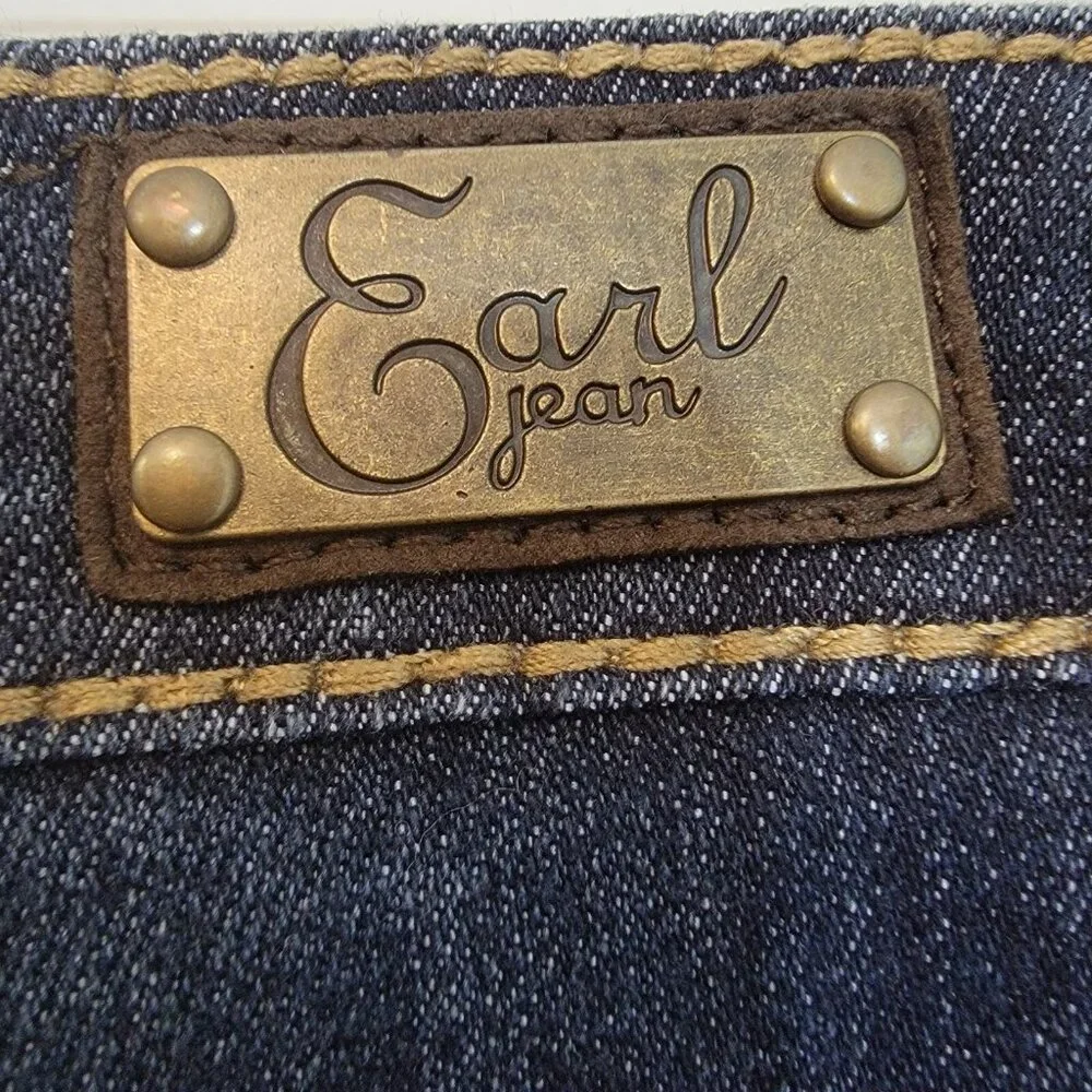 Earl Jean‎ Denim Skirt Blue Dark Wash Stretch Pockets Womens Size 8 EUC